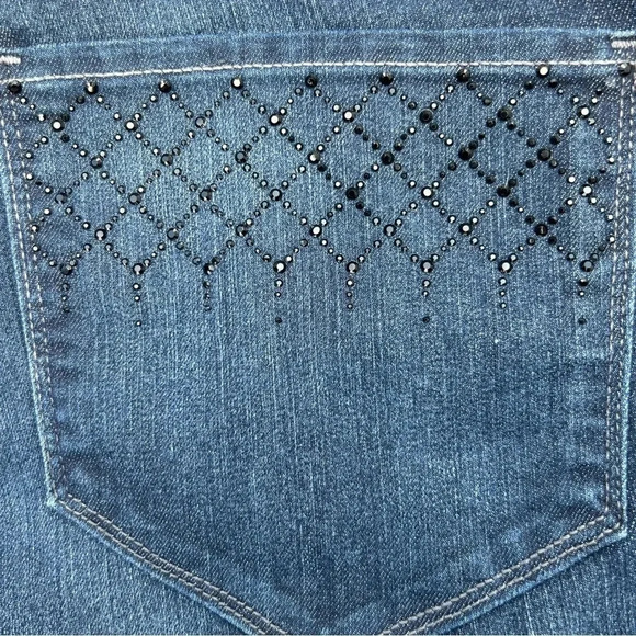 NYDJ Barbara Bootcut High Rise Studded Rhinestone Back Pocket Jeans Size 14P - Picture 8 of 12